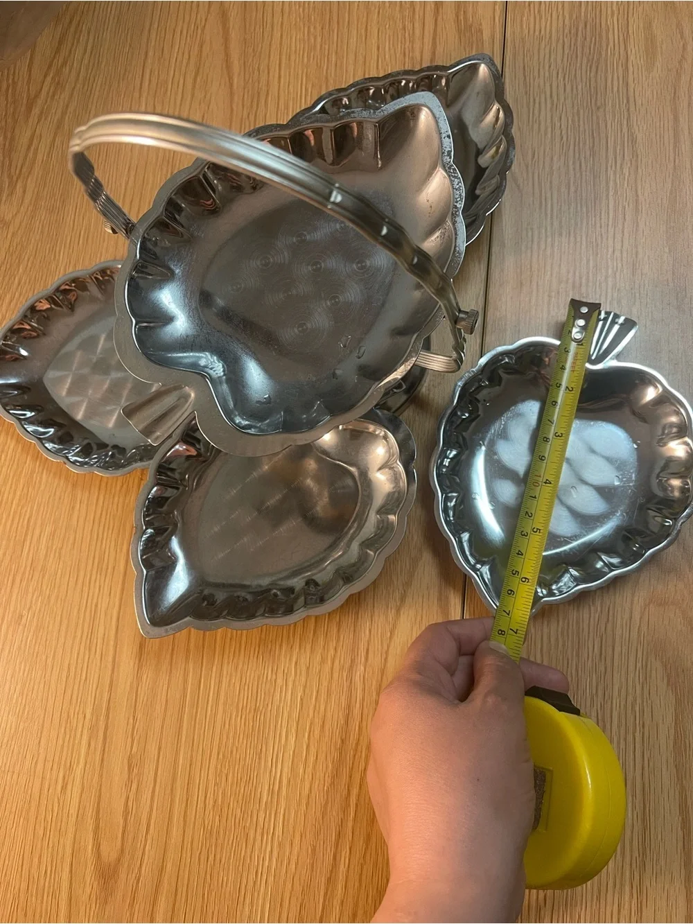 Metallic Silver Serving Tray Set with Handle - Home Kitchen